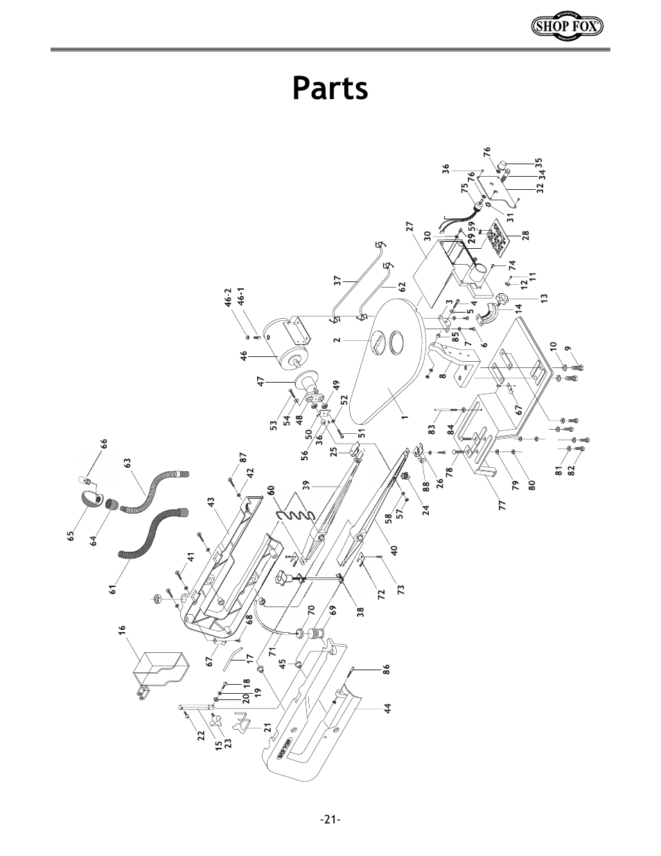 Parts | Grizzly Model H5698 User Manual | Page 23 / 28