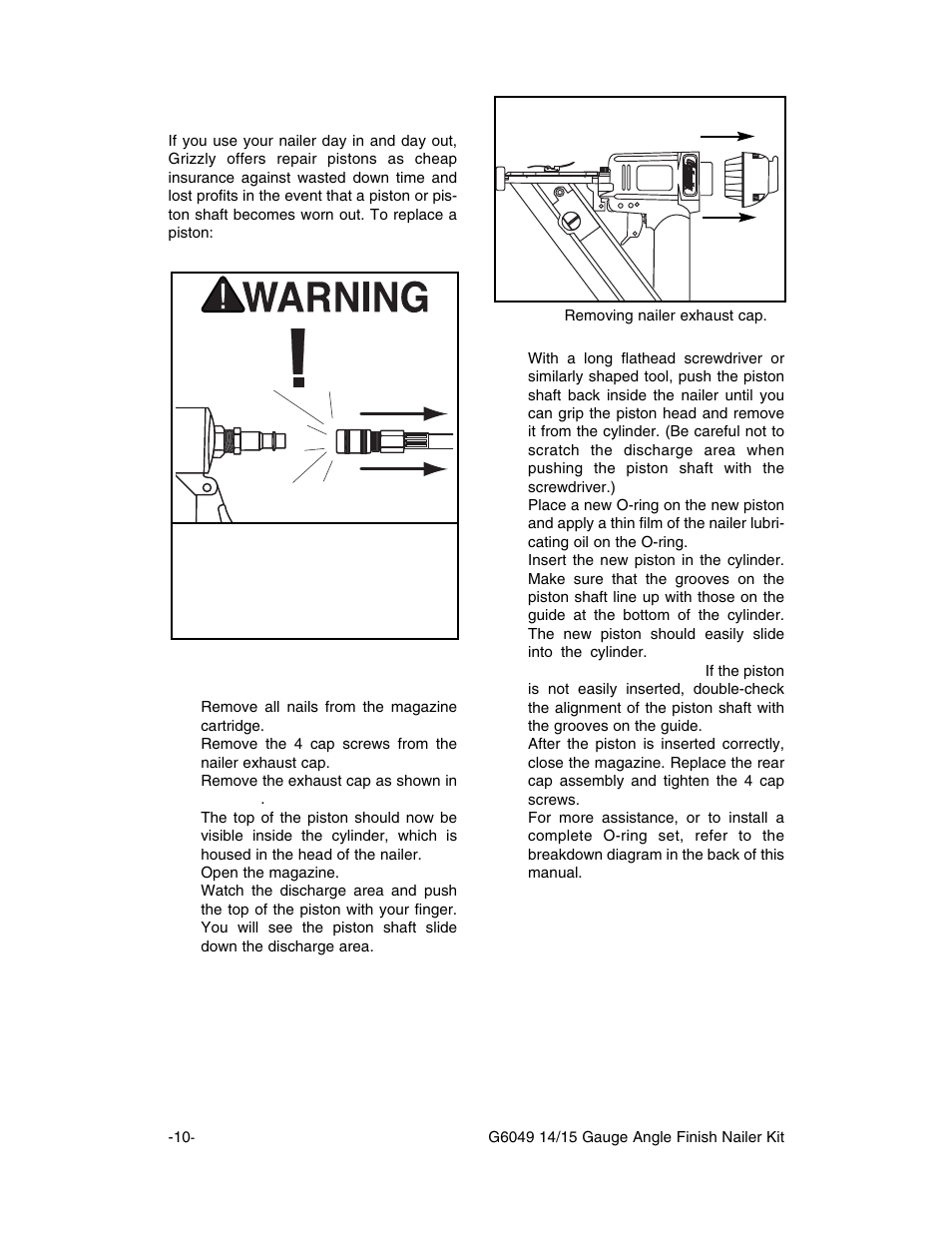 Replacing pistons/o-rings | Grizzly G6049 User Manual | Page 11 / 17