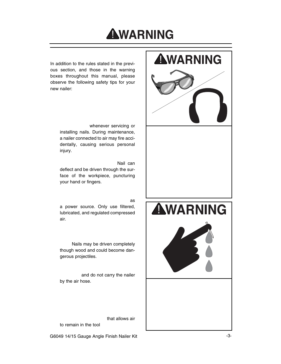Basic nailer safety | Grizzly G6049 User Manual | Page 4 / 17