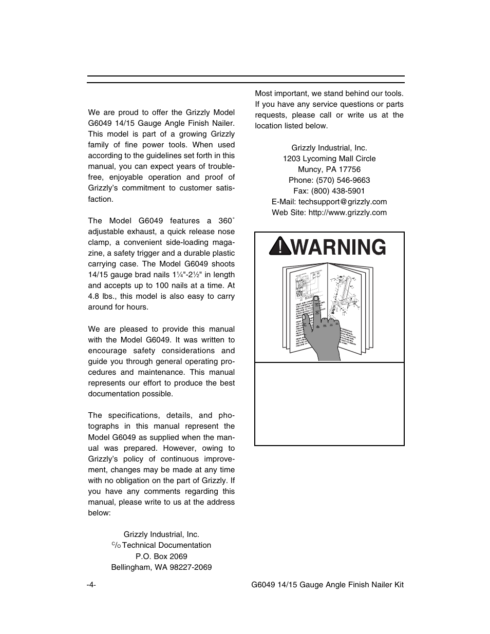 Introduction, Commentary | Grizzly G6049 User Manual | Page 5 / 17