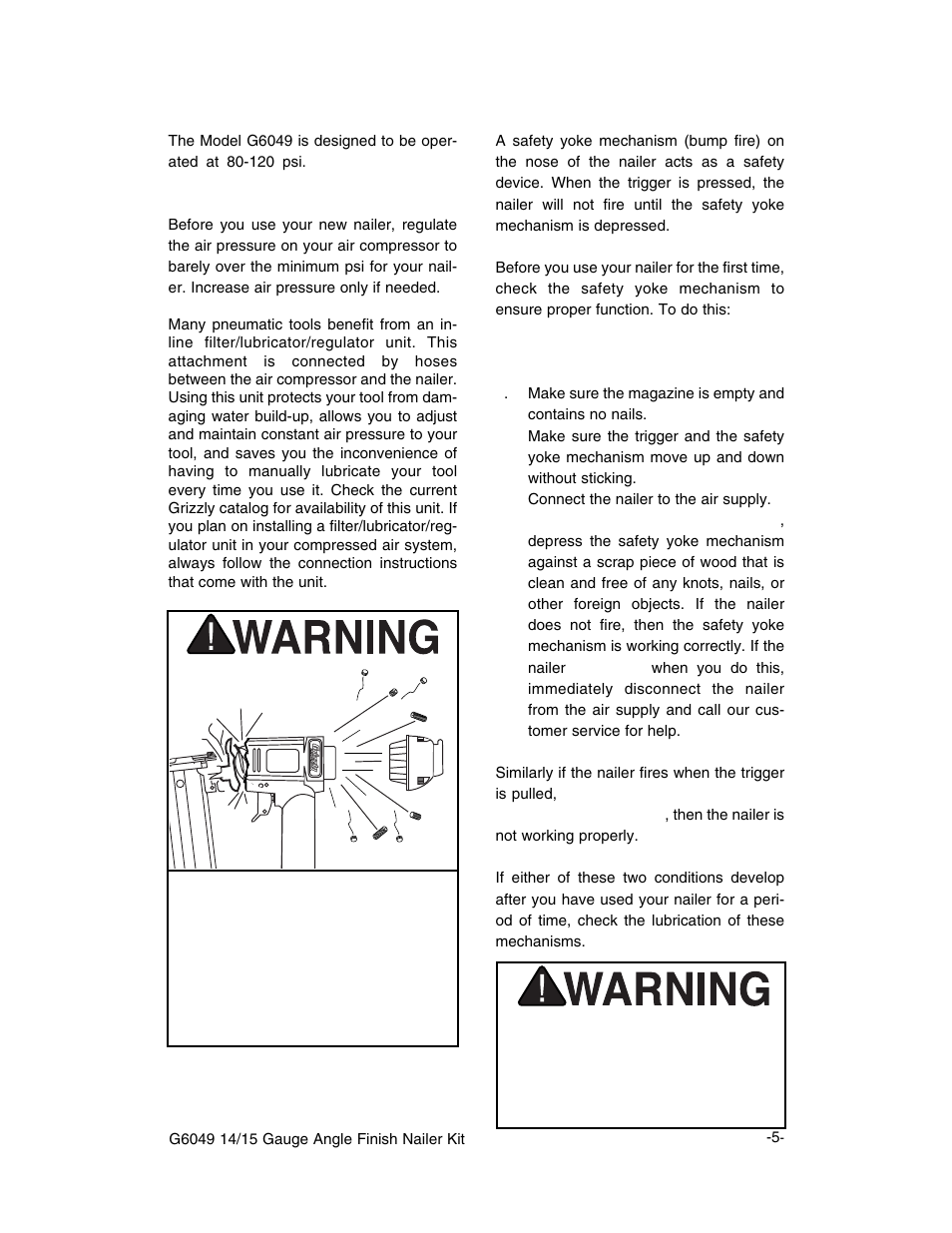 Compressed air system safety yoke mechanism | Grizzly G6049 User Manual | Page 6 / 17