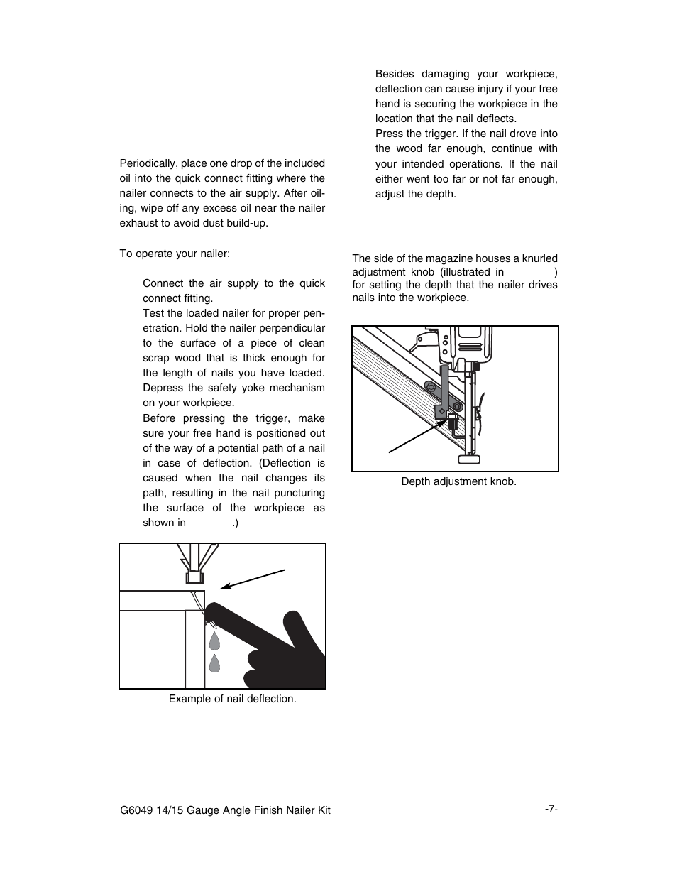 Operating nailer adjusting depth | Grizzly G6049 User Manual | Page 8 / 17