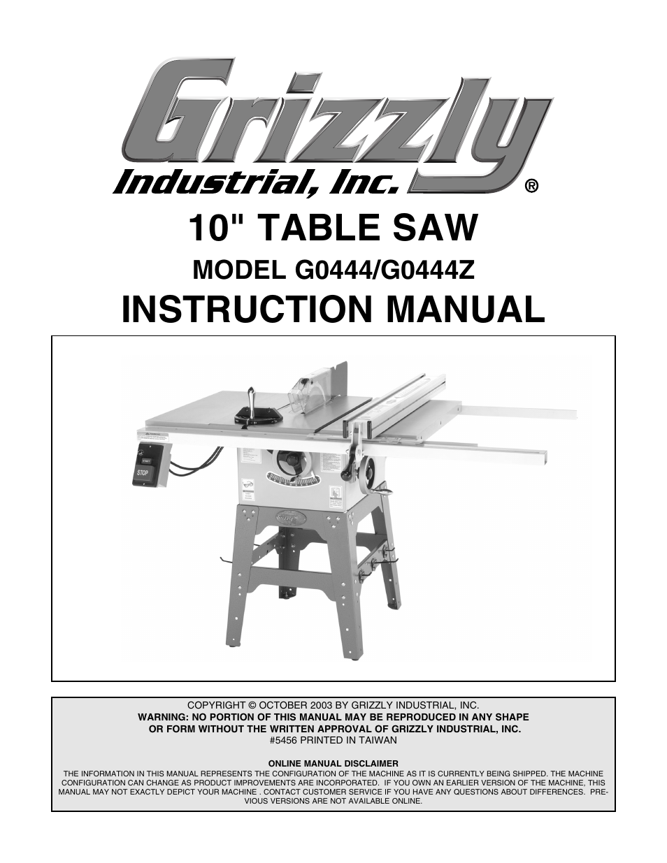 Grizzly G0444 User Manual | 64 pages