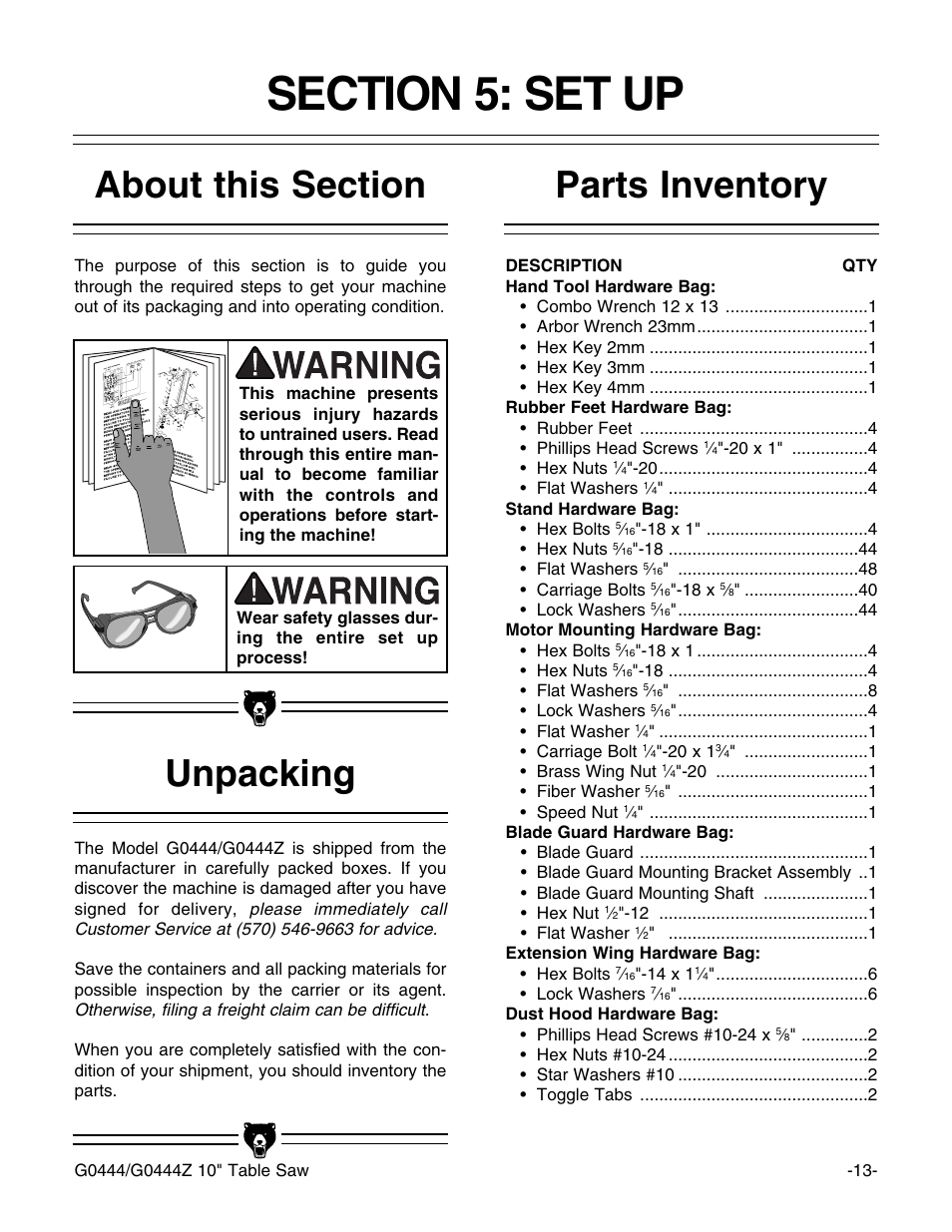 Grizzly G0444 User Manual | Page 15 / 64