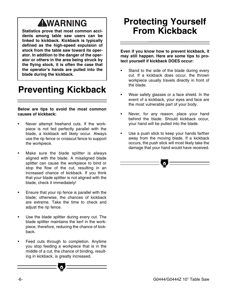 Grizzly G0444 User Manual | Page 8 / 64