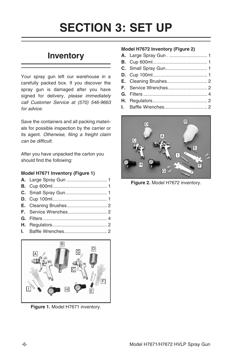 Inventory | Grizzly HVLP Spray Gun Set H7671 User Manual | Page 8 / 20