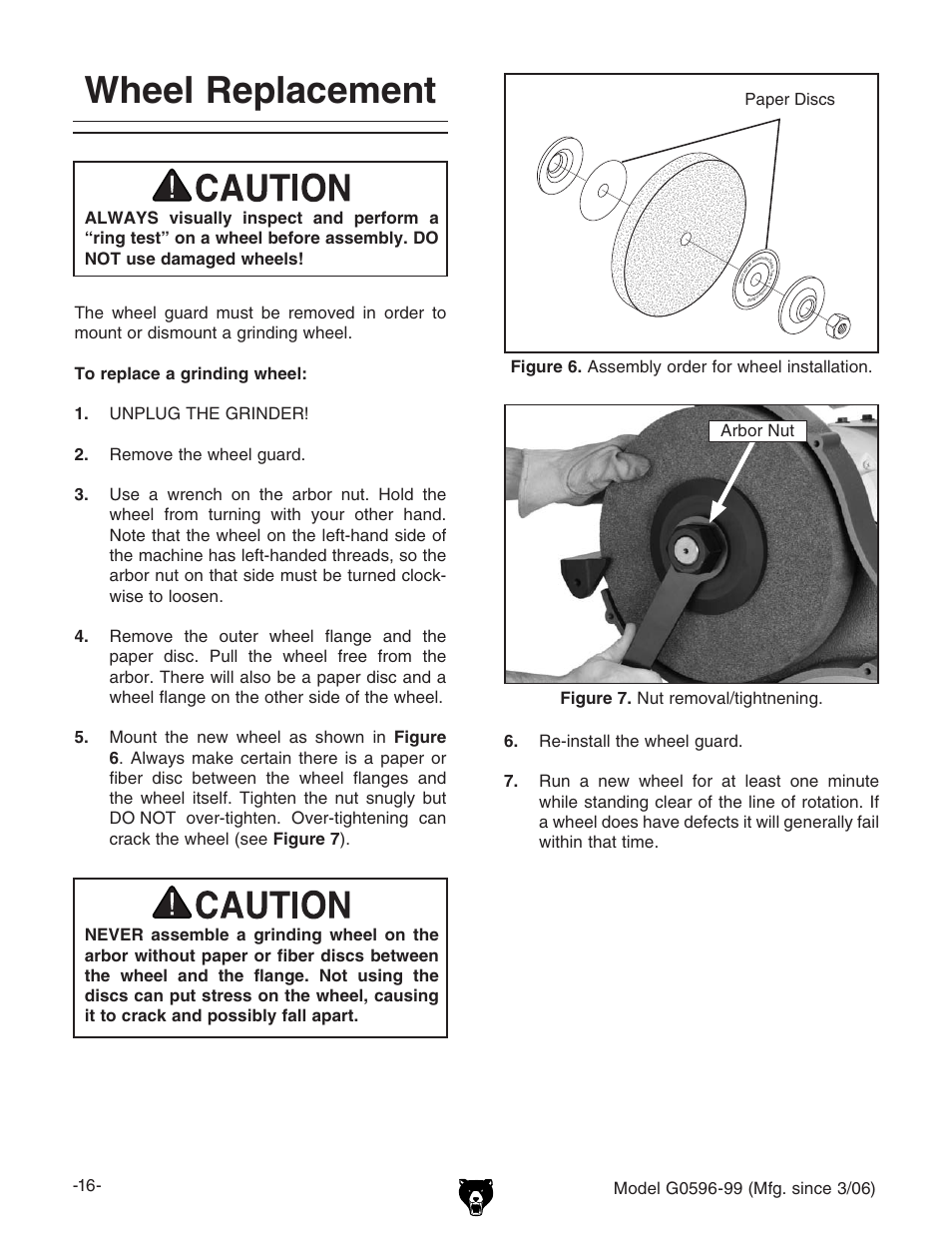 Wheel replacement, Evezg9^hxh | Grizzly G0596-99 User Manual | Page 18 / 32