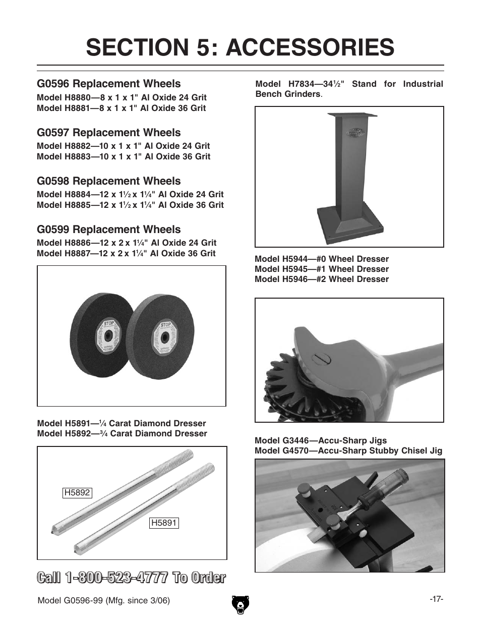 G0596 replacement wheels, G0597 replacement wheels, G0598 replacement wheels | G0599 replacement wheels | Grizzly G0596-99 User Manual | Page 19 / 32