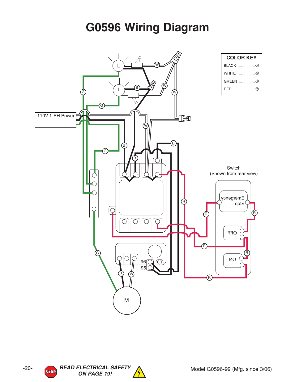 G0596 wiring diagram | Grizzly G0596-99 User Manual | Page 22 / 32