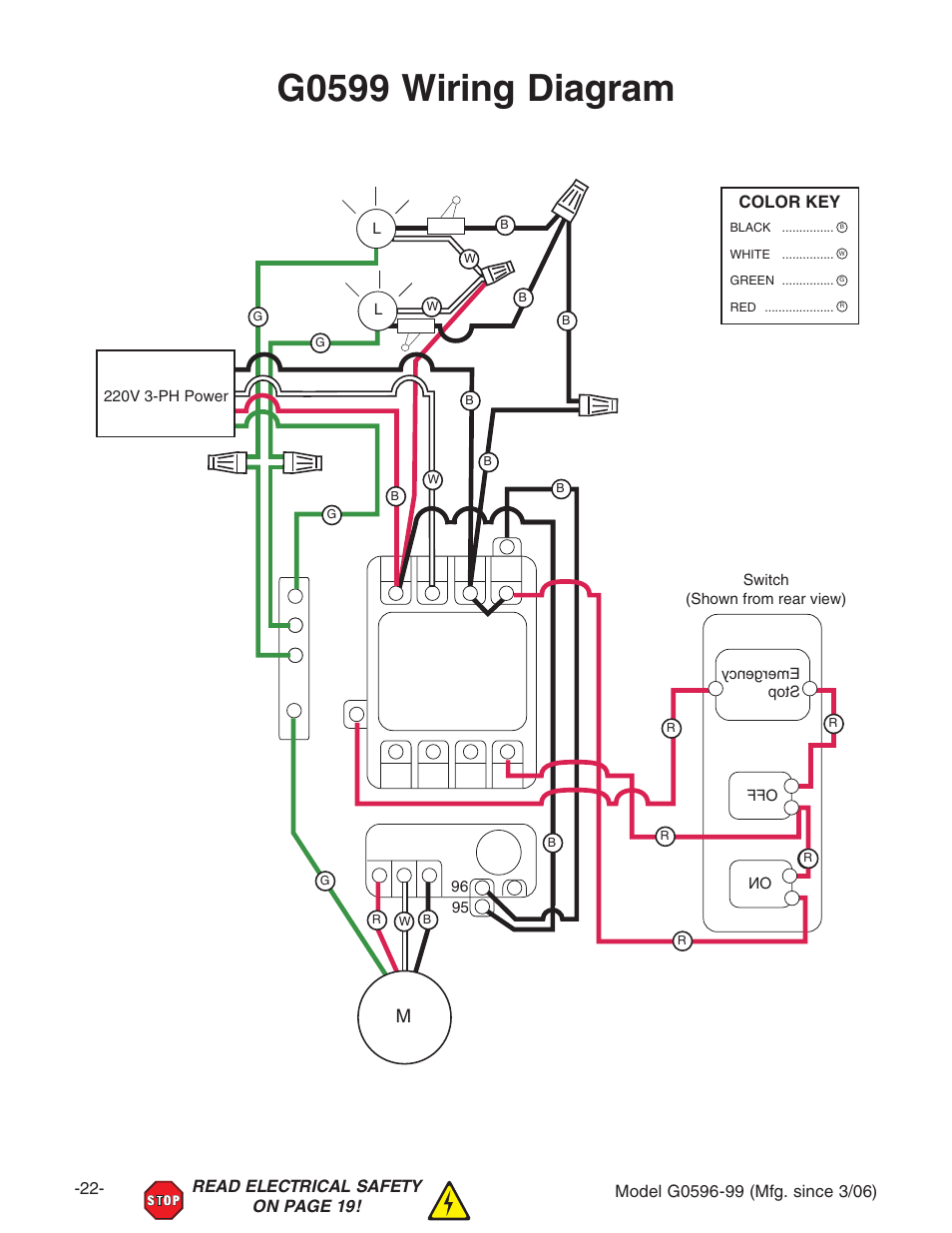 G0599 wiring diagram | Grizzly G0596-99 User Manual | Page 24 / 32