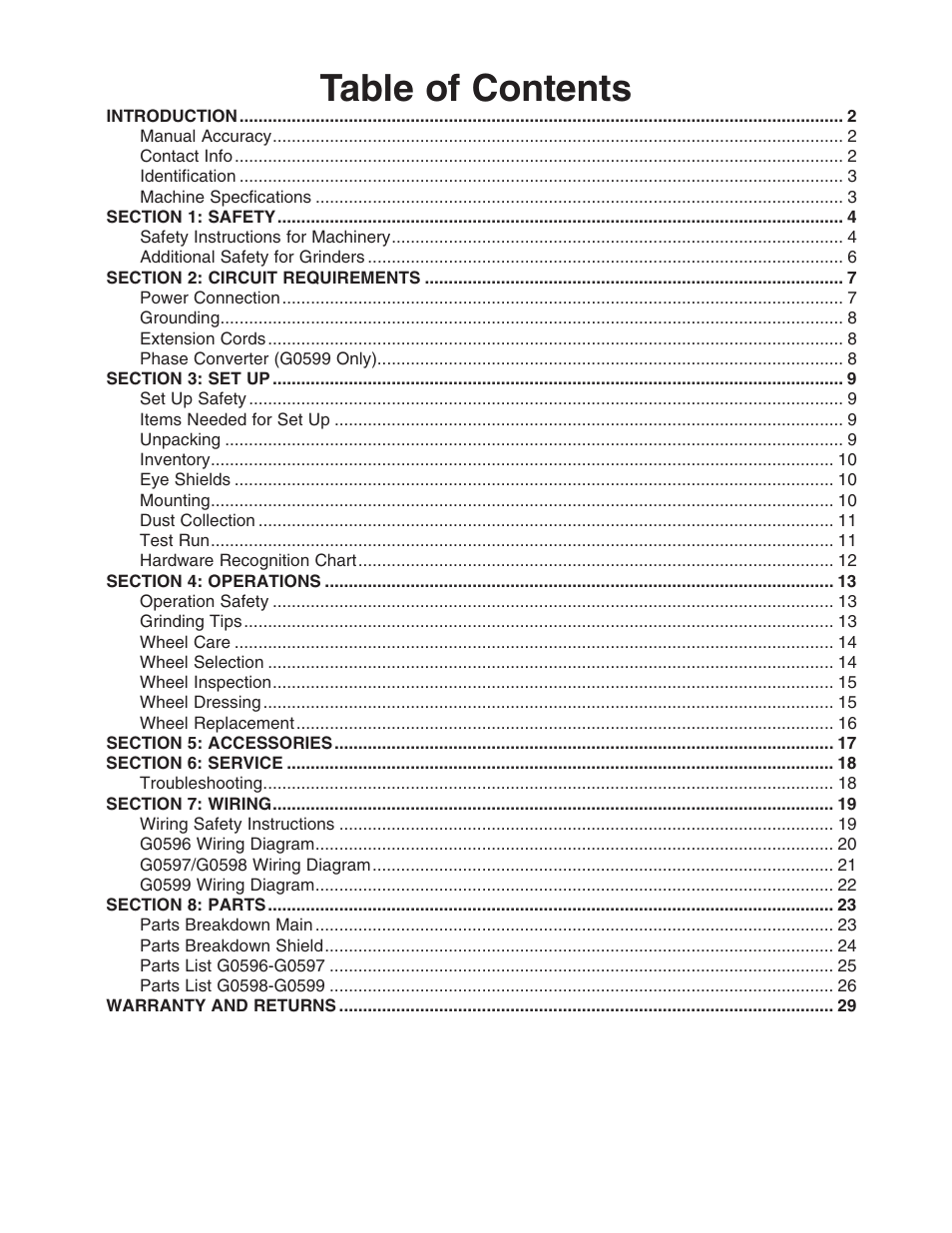 Grizzly G0596-99 User Manual | Page 3 / 32