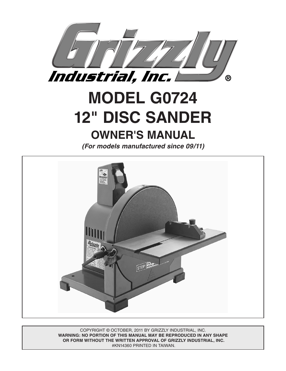 Grizzly Disc G0724 User Manual | 36 pages