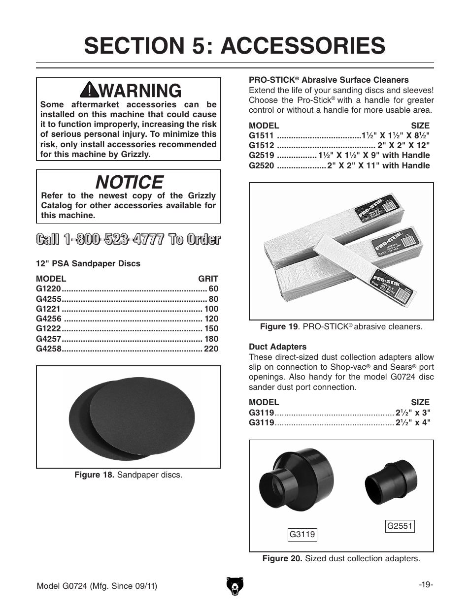 Notice | Grizzly Disc G0724 User Manual | Page 21 / 36