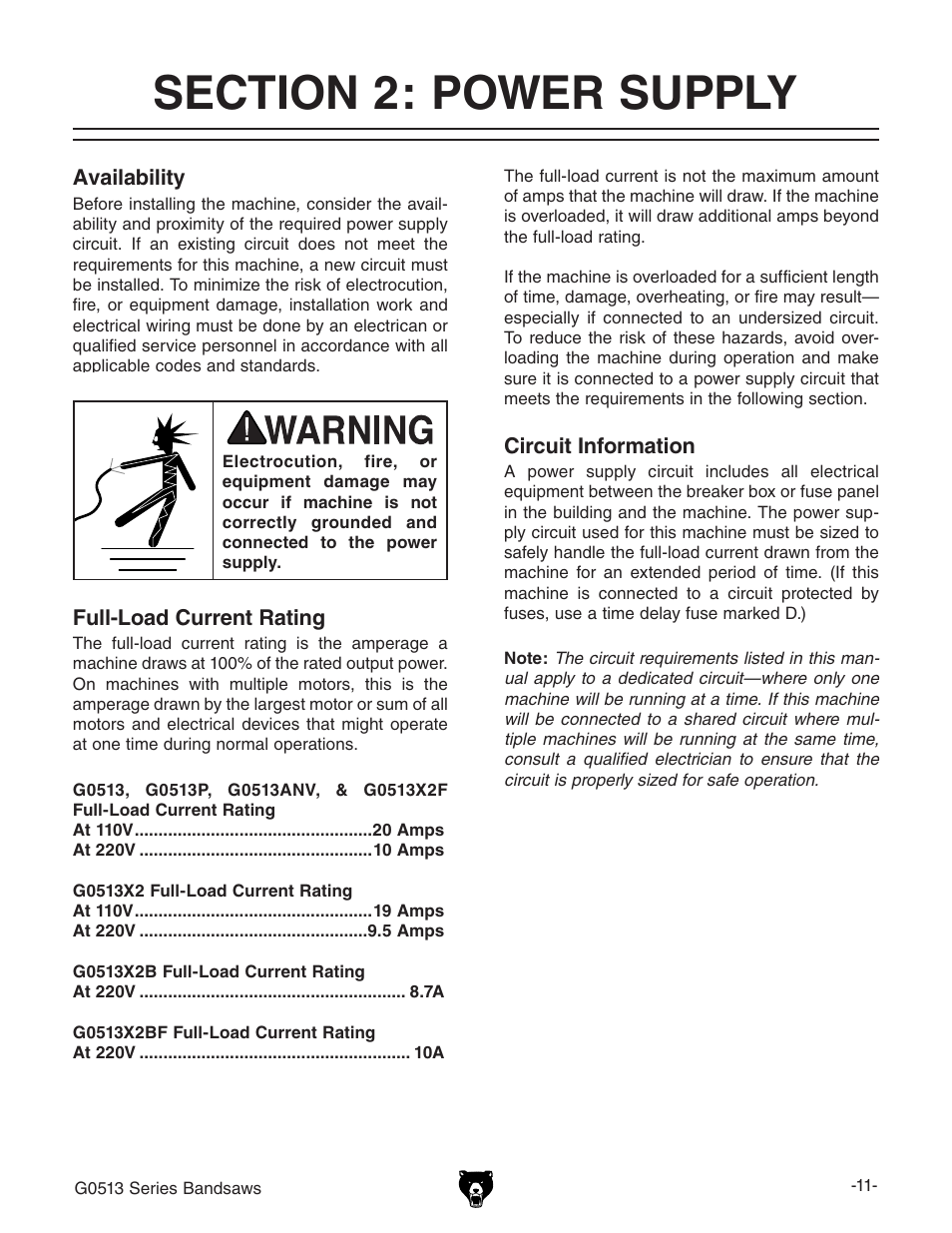 Grizzly G0514 User Manual | Page 13 / 108