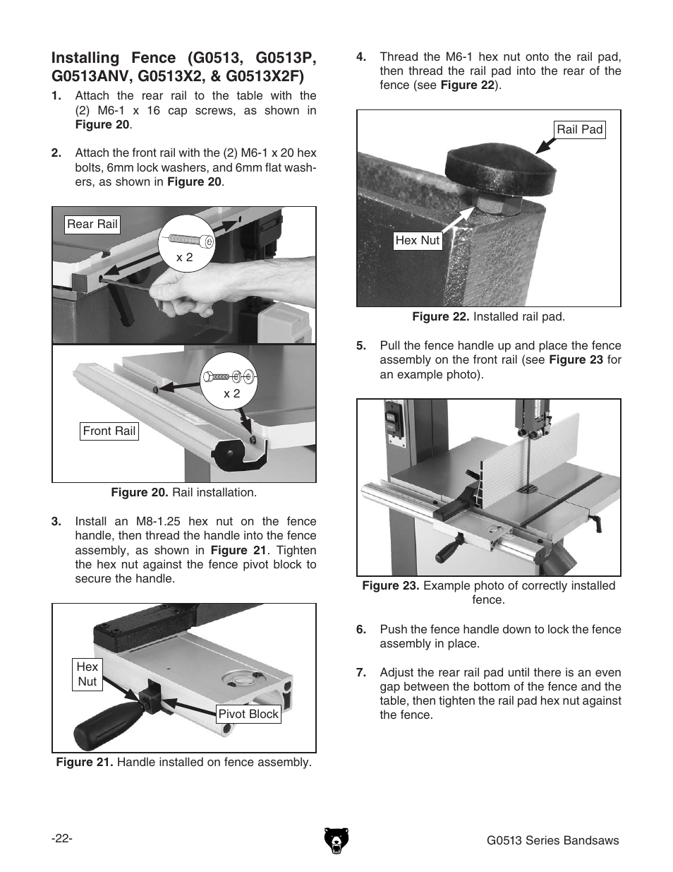 Grizzly G0514 User Manual | Page 24 / 108