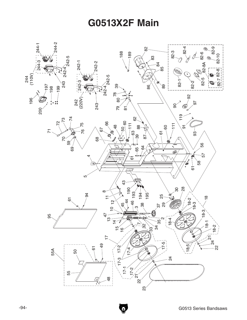 Grizzly G0514 User Manual | Page 96 / 108