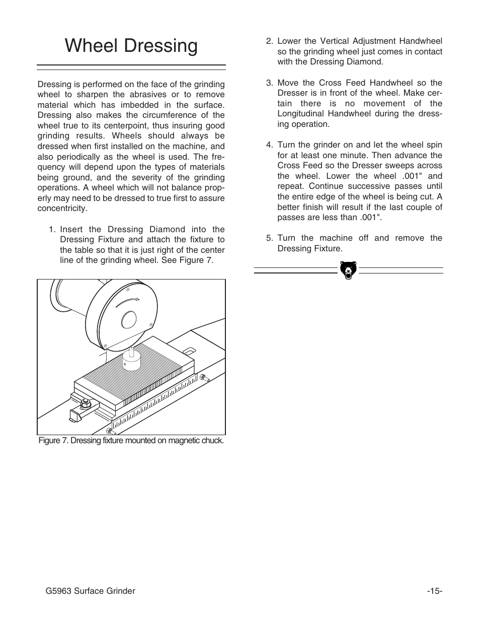 Wheel dressing | Grizzly G5963 User Manual | Page 17 / 30