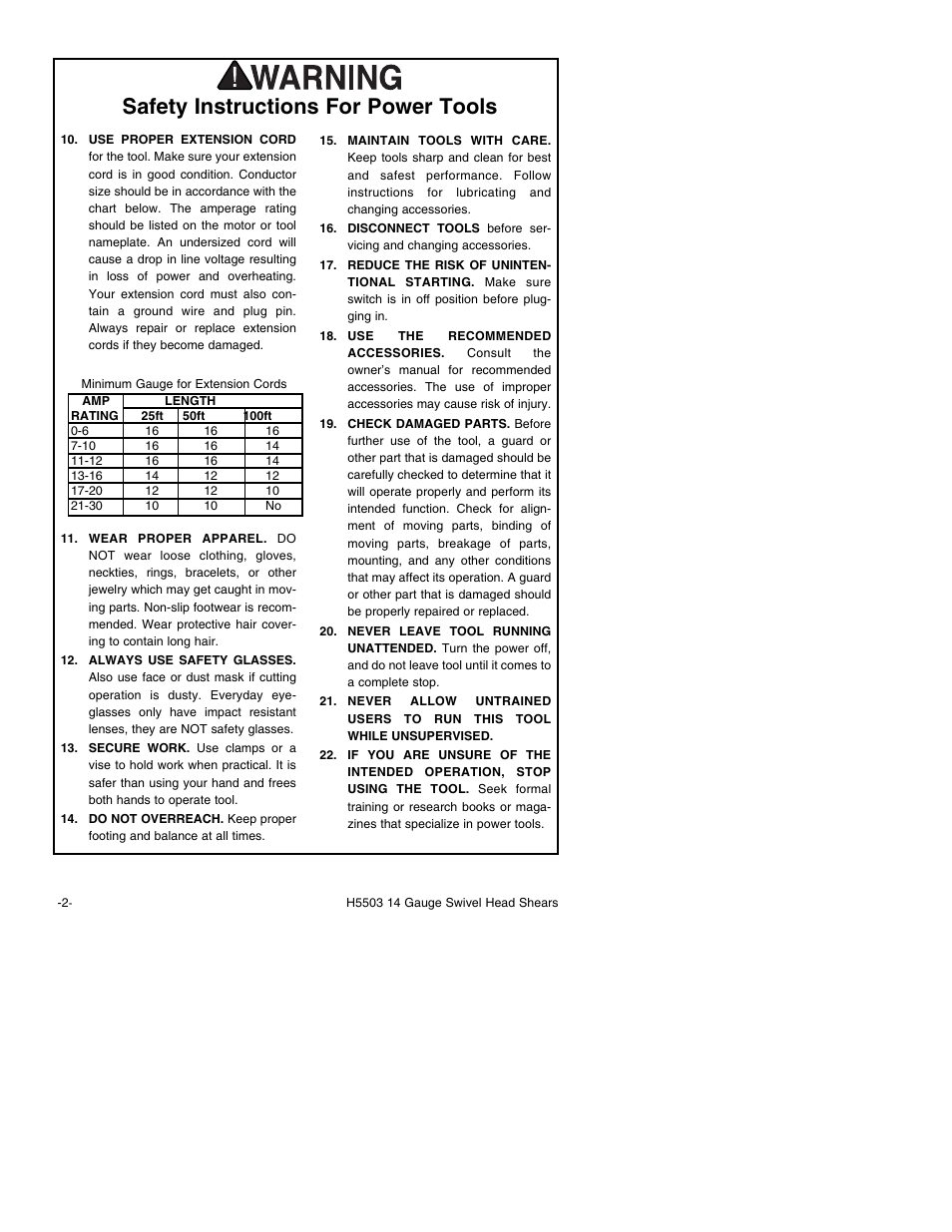 Safety instructions for power tools | Grizzly H5503 User Manual | Page 4 / 16