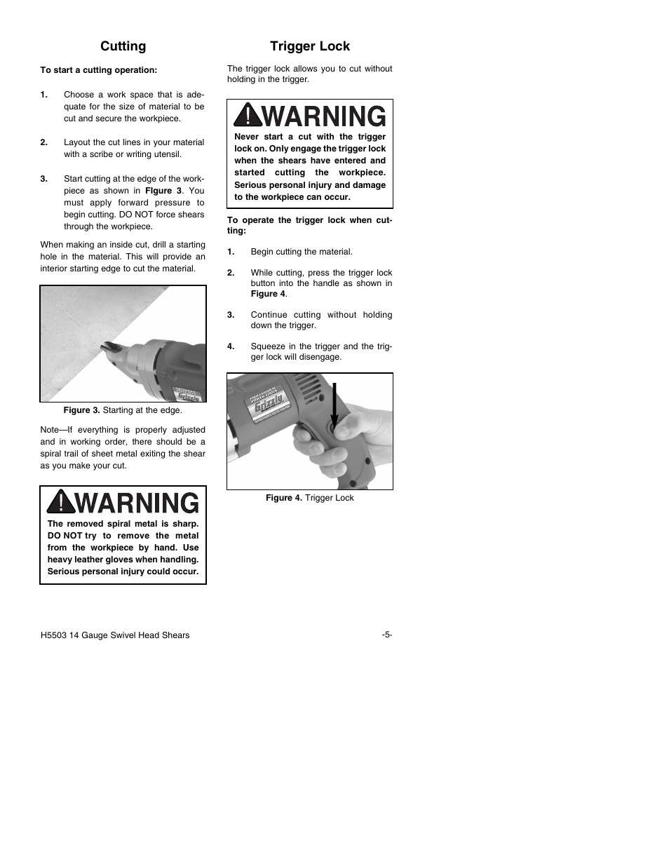 Cutting trigger lock | Grizzly H5503 User Manual | Page 7 / 16