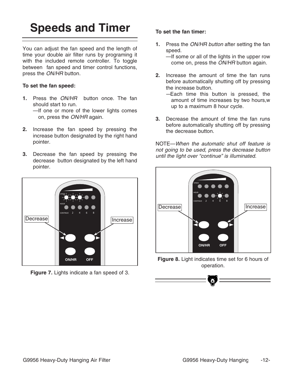 Speeds and timer | Grizzly G9956 User Manual | Page 14 / 24