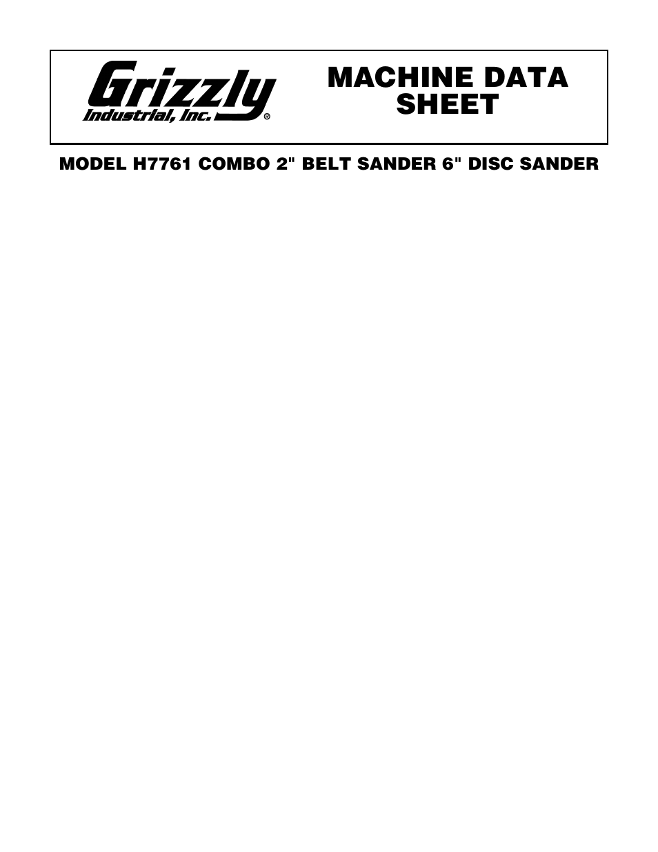 Grizzly H7761 User Manual | 2 pages