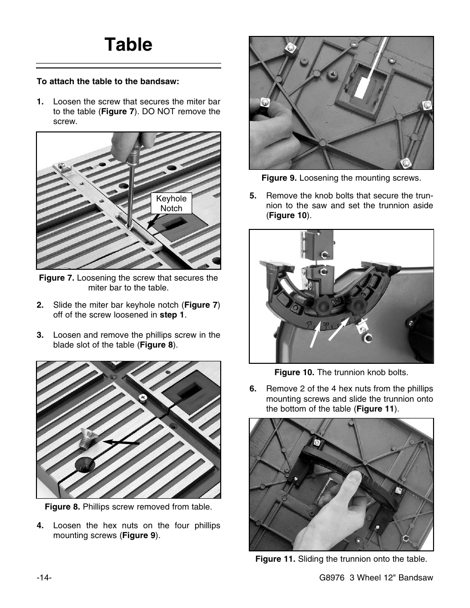 Table | Grizzly G8976 User Manual | Page 16 / 46