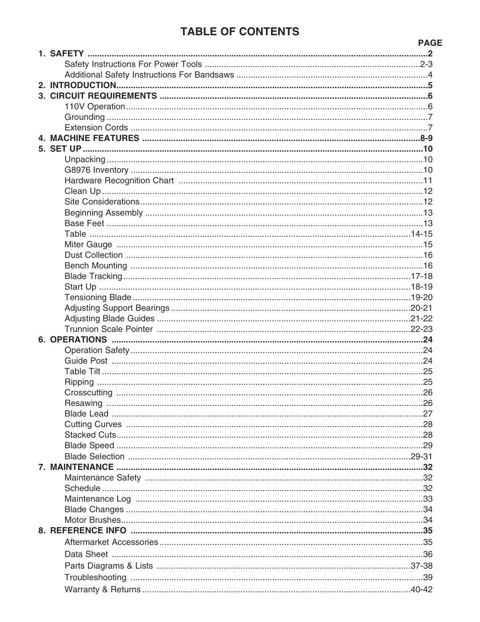 Grizzly G8976 User Manual | Page 3 / 46