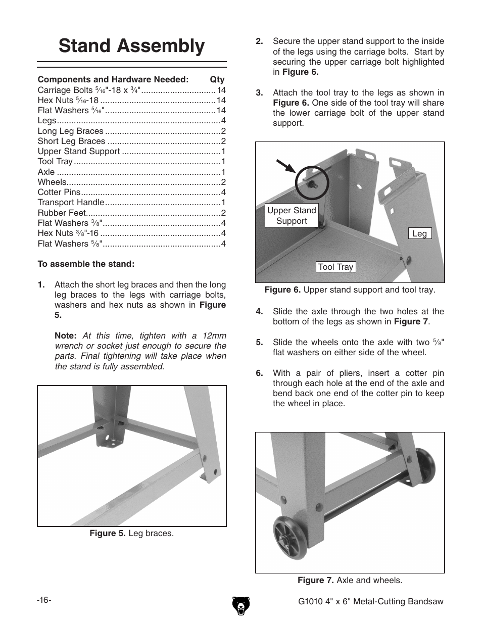 Stand assembly | Grizzly G1010 User Manual | Page 18 / 48