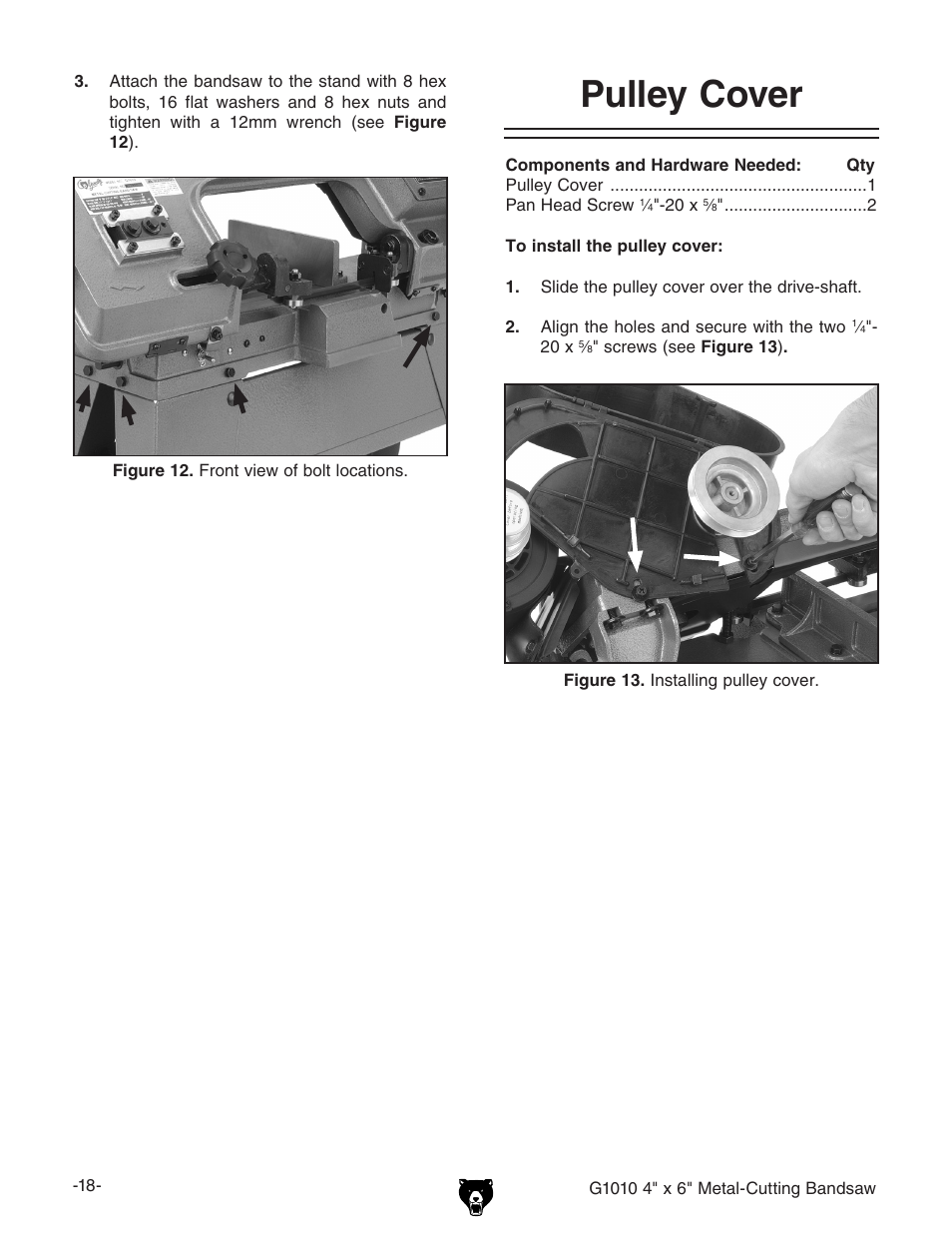 Pulley cover | Grizzly G1010 User Manual | Page 20 / 48