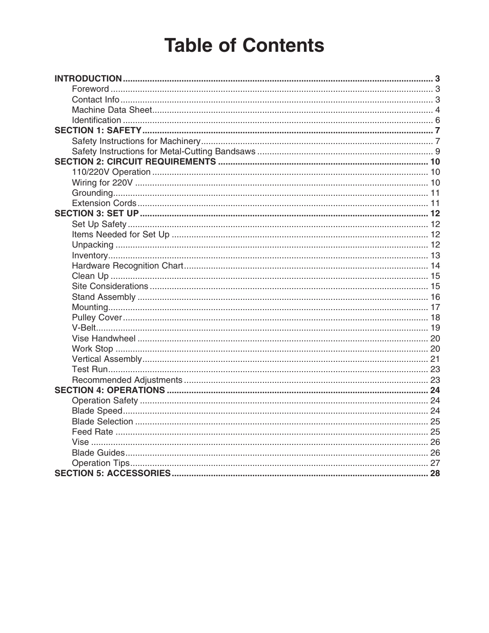 Grizzly G1010 User Manual | Page 3 / 48