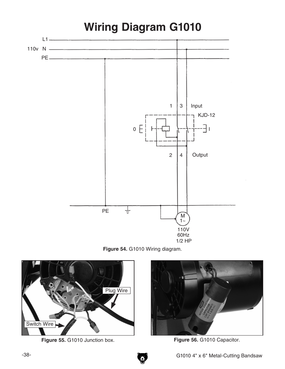 Wiring diagram g1010 | Grizzly G1010 User Manual | Page 40 / 48