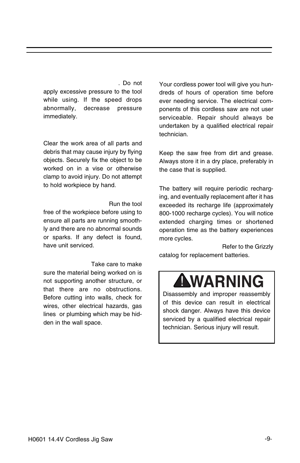 Operating tips and maintenance, Operating guides and tips, Maintenance | Grizzly H0601 User Manual | Page 11 / 14