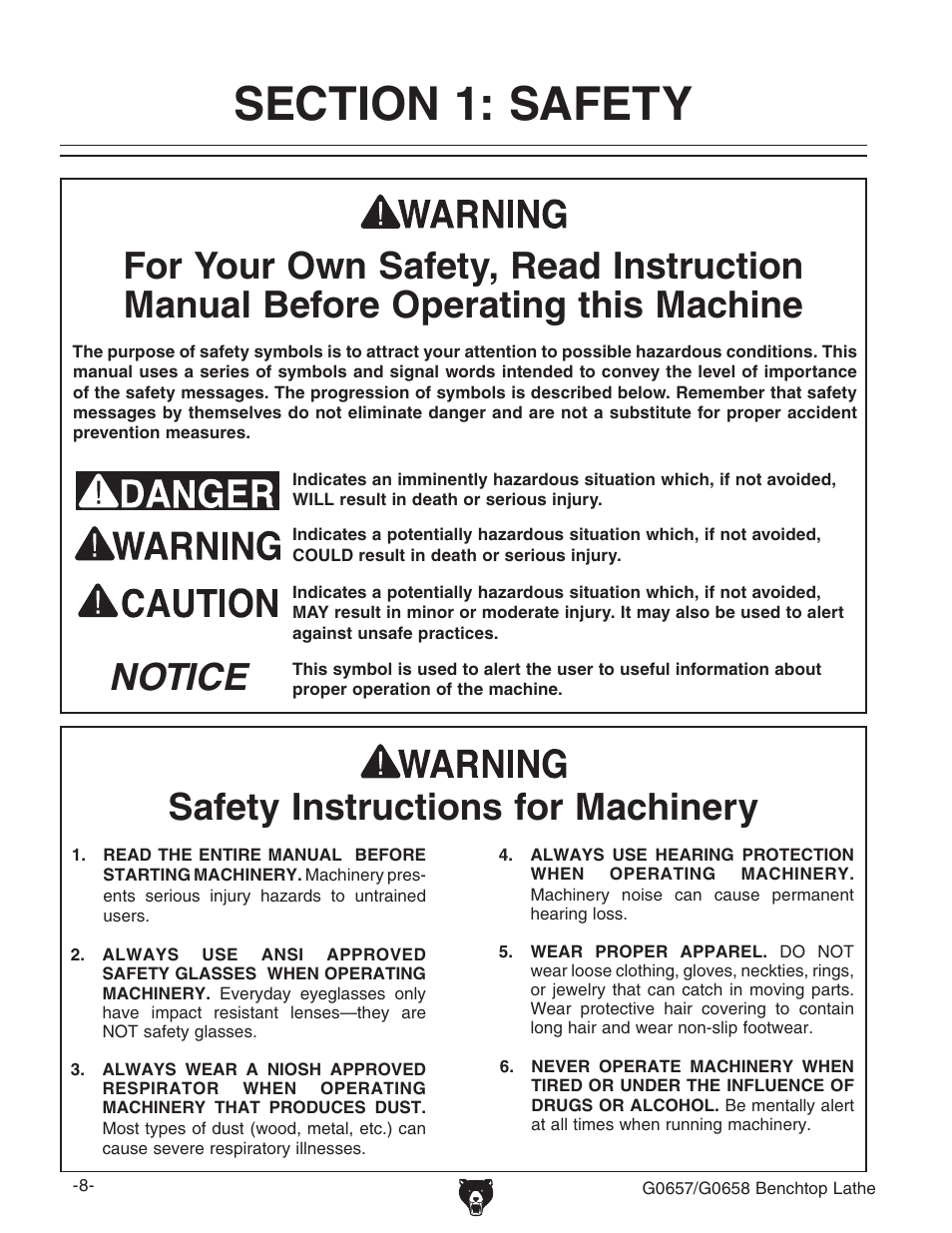 Grizzly G0657/G0658 User Manual | Page 10 / 48