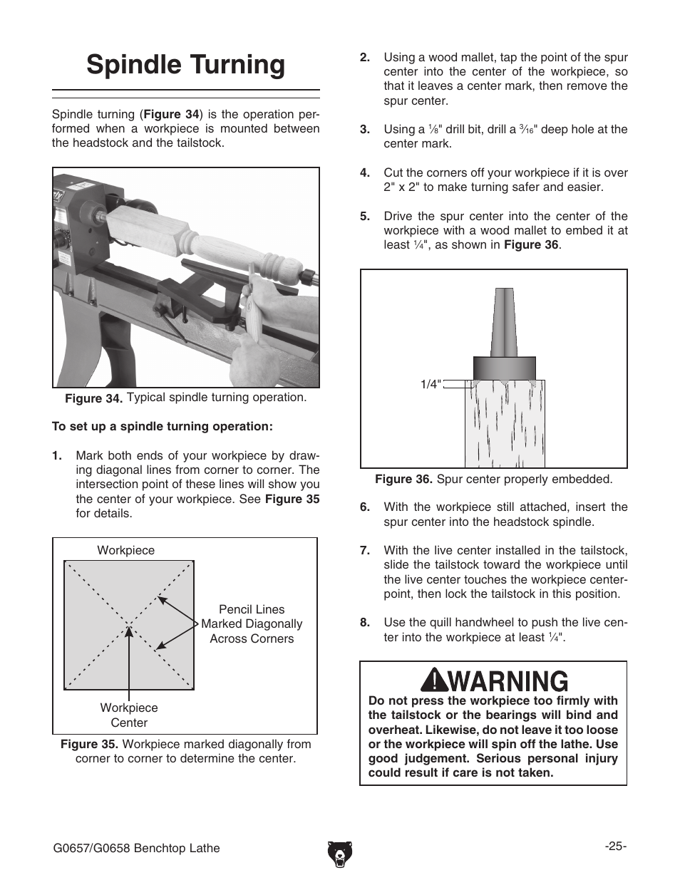 Spindle turning | Grizzly G0657/G0658 User Manual | Page 27 / 48