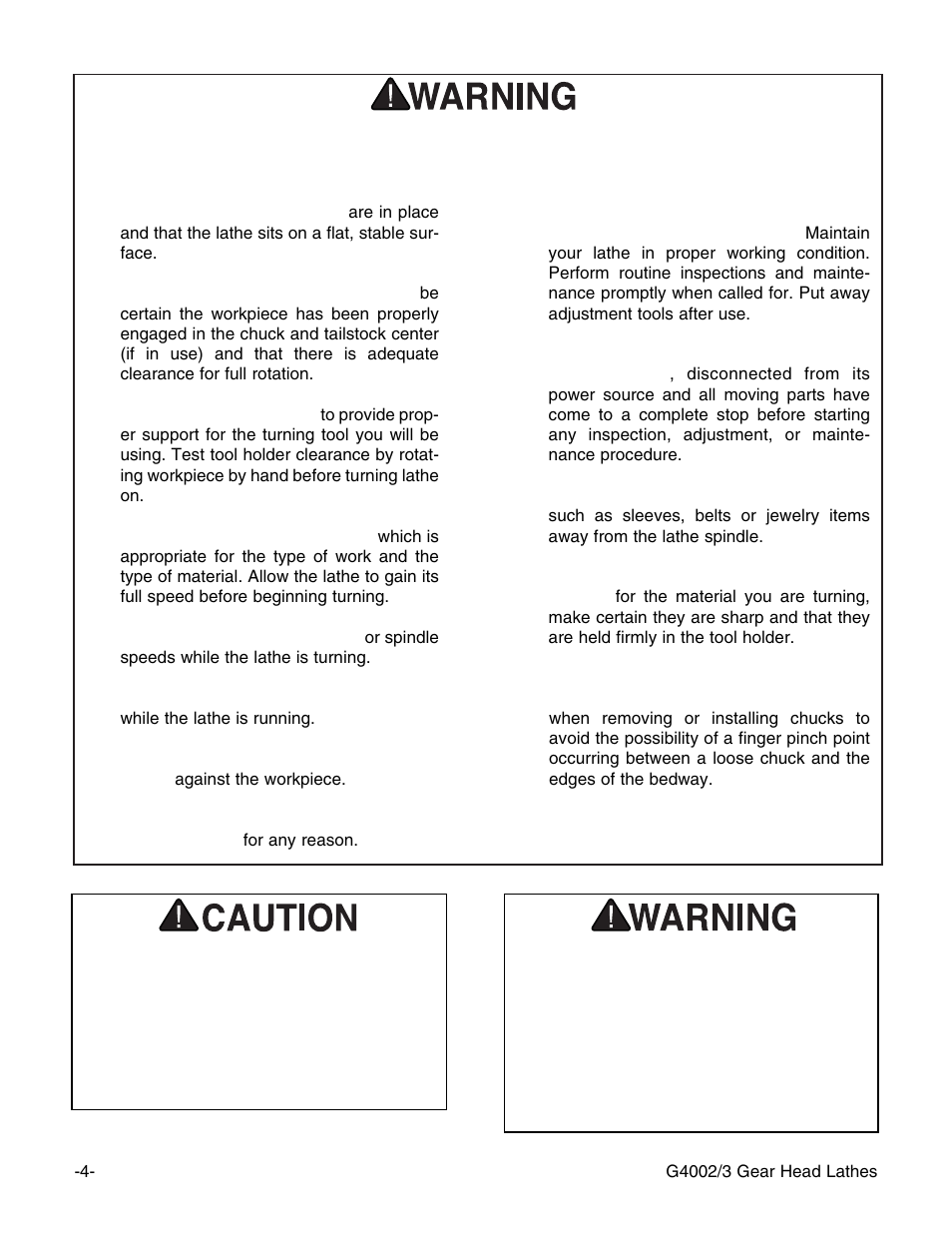 Additional safety instructions for the lathe | Grizzly G4002 User Manual | Page 6 / 54