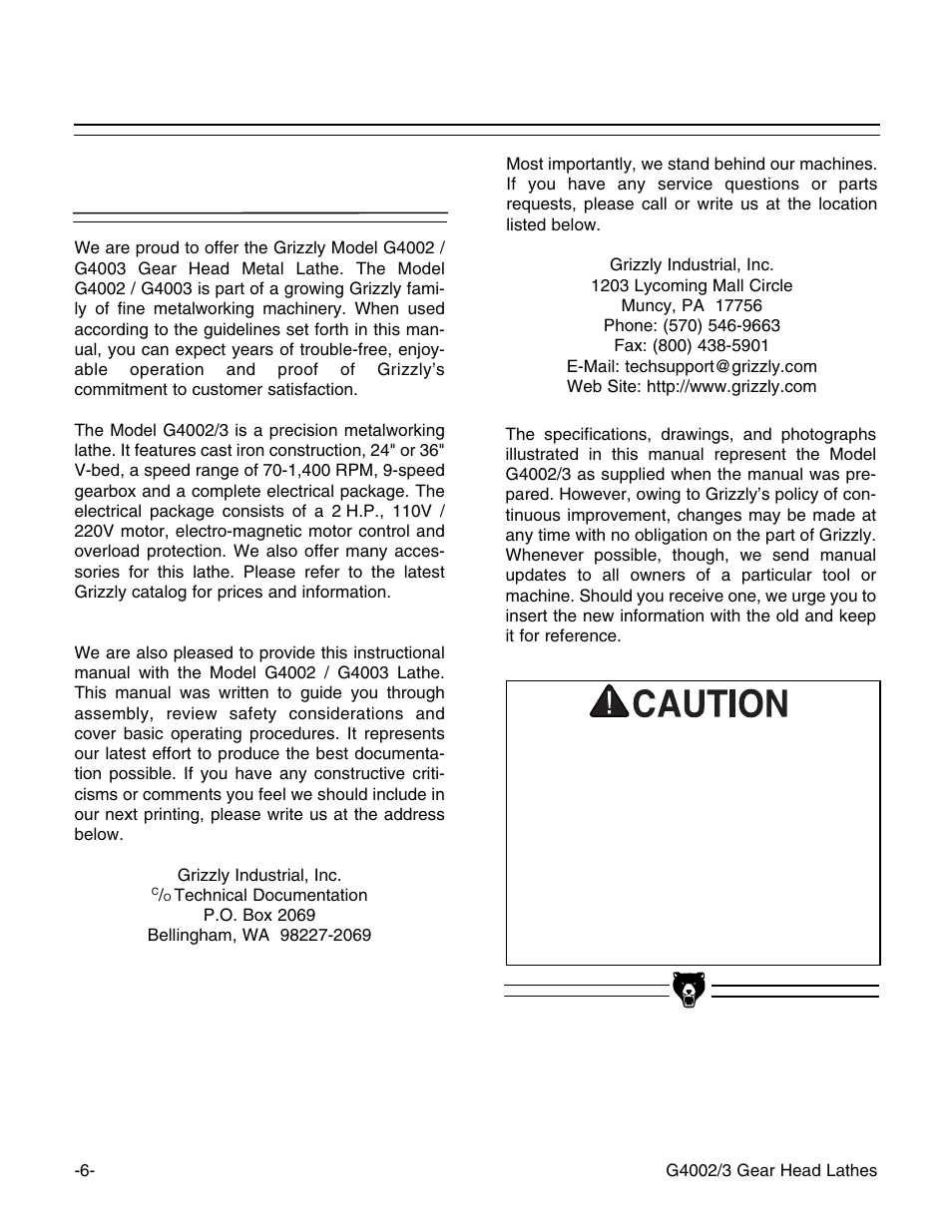 Commentary | Grizzly G4002 User Manual | Page 8 / 54