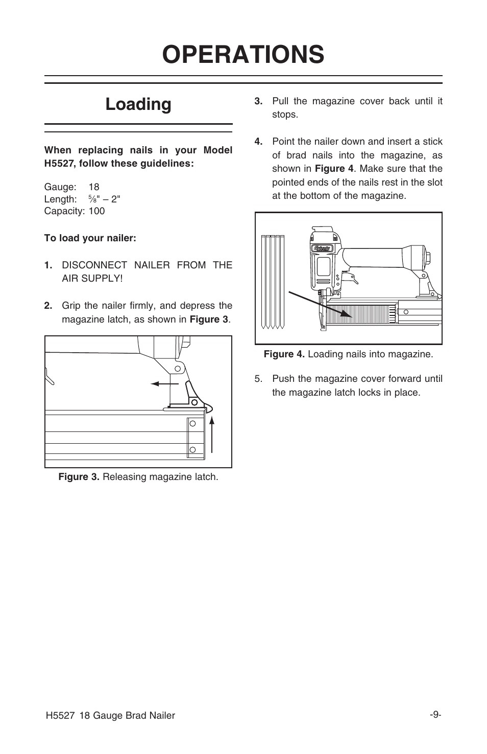 Operations, Loading | Grizzly H5527 User Manual | Page 11 / 20