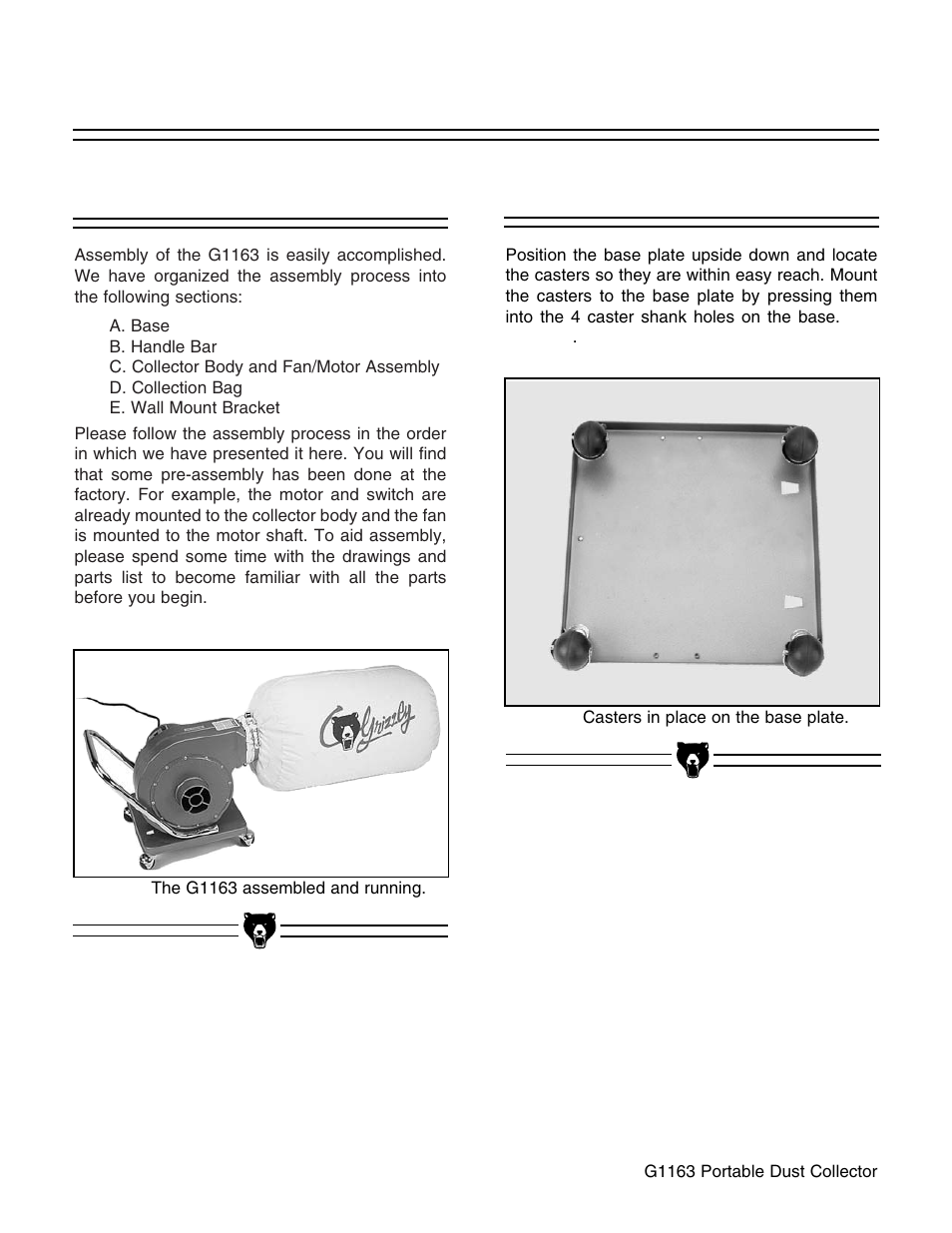 Beginning assembly base | Grizzly G1163 User Manual | Page 10 / 22