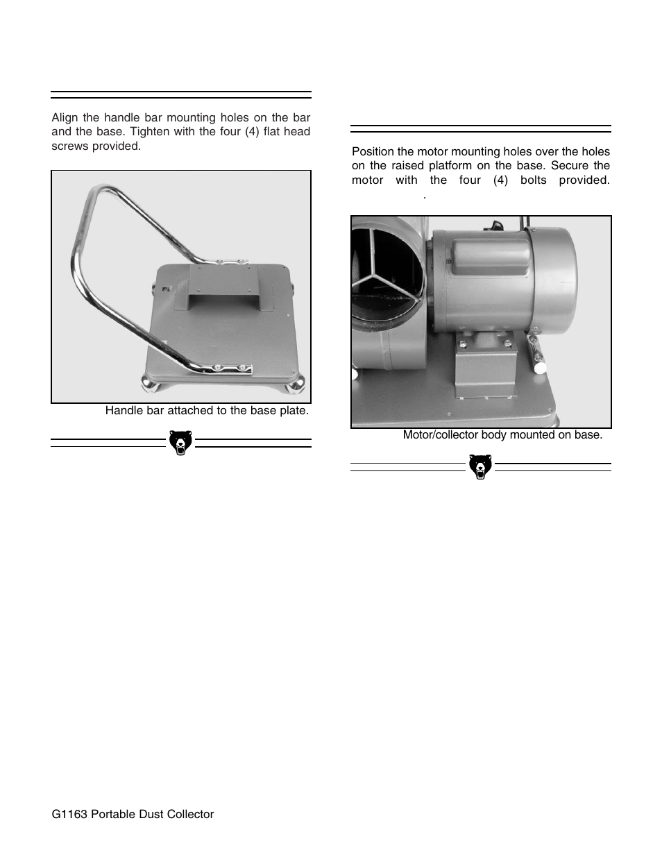 Collector body/ motor assembly handle bar | Grizzly G1163 User Manual | Page 11 / 22