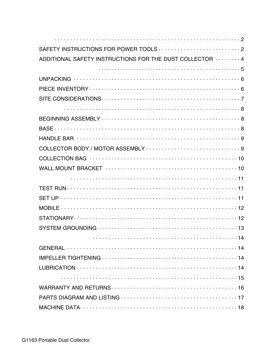 Grizzly G1163 User Manual | Page 3 / 22