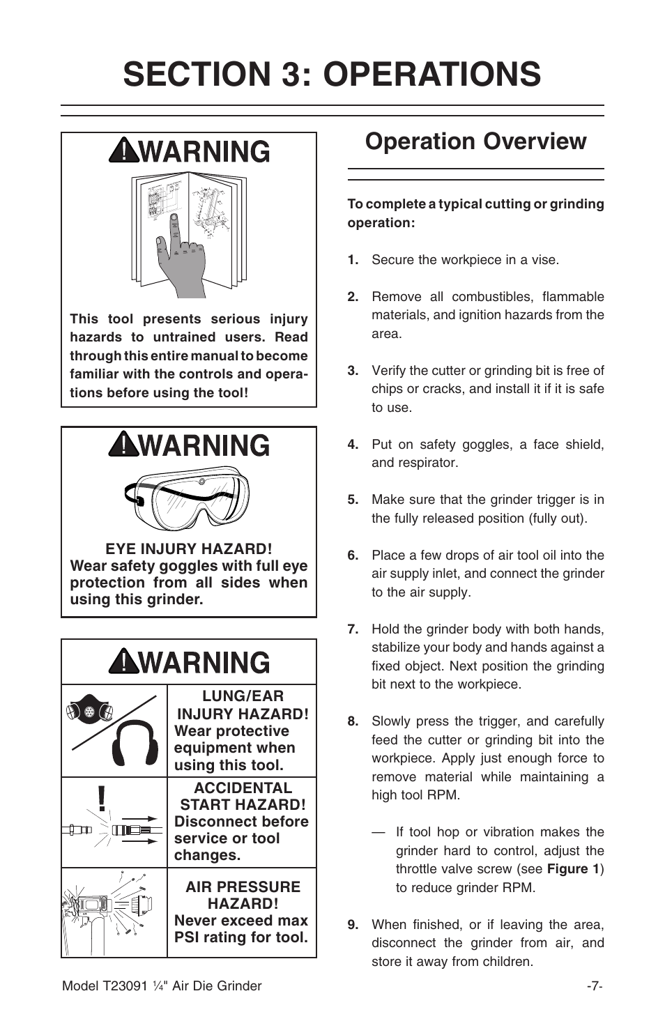 Operation overview | Grizzly T23091 User Manual | Page 9 / 16