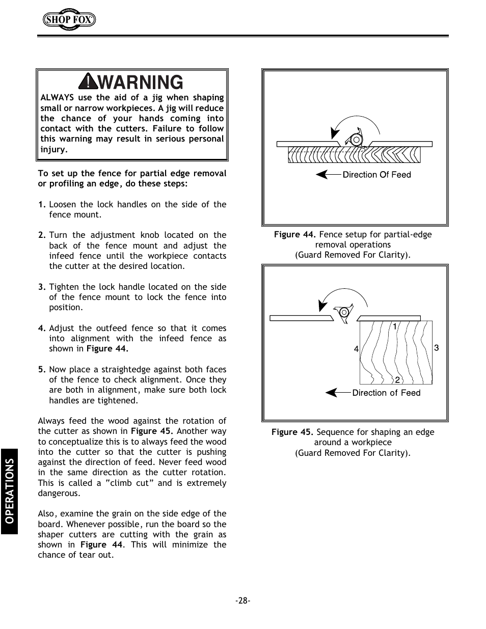Operations | Grizzly w1702 User Manual | Page 30 / 56