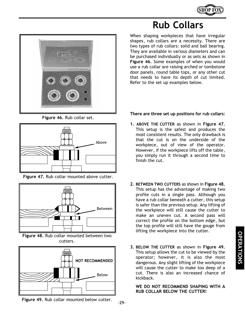 Rub collars, Operations | Grizzly w1702 User Manual | Page 31 / 56