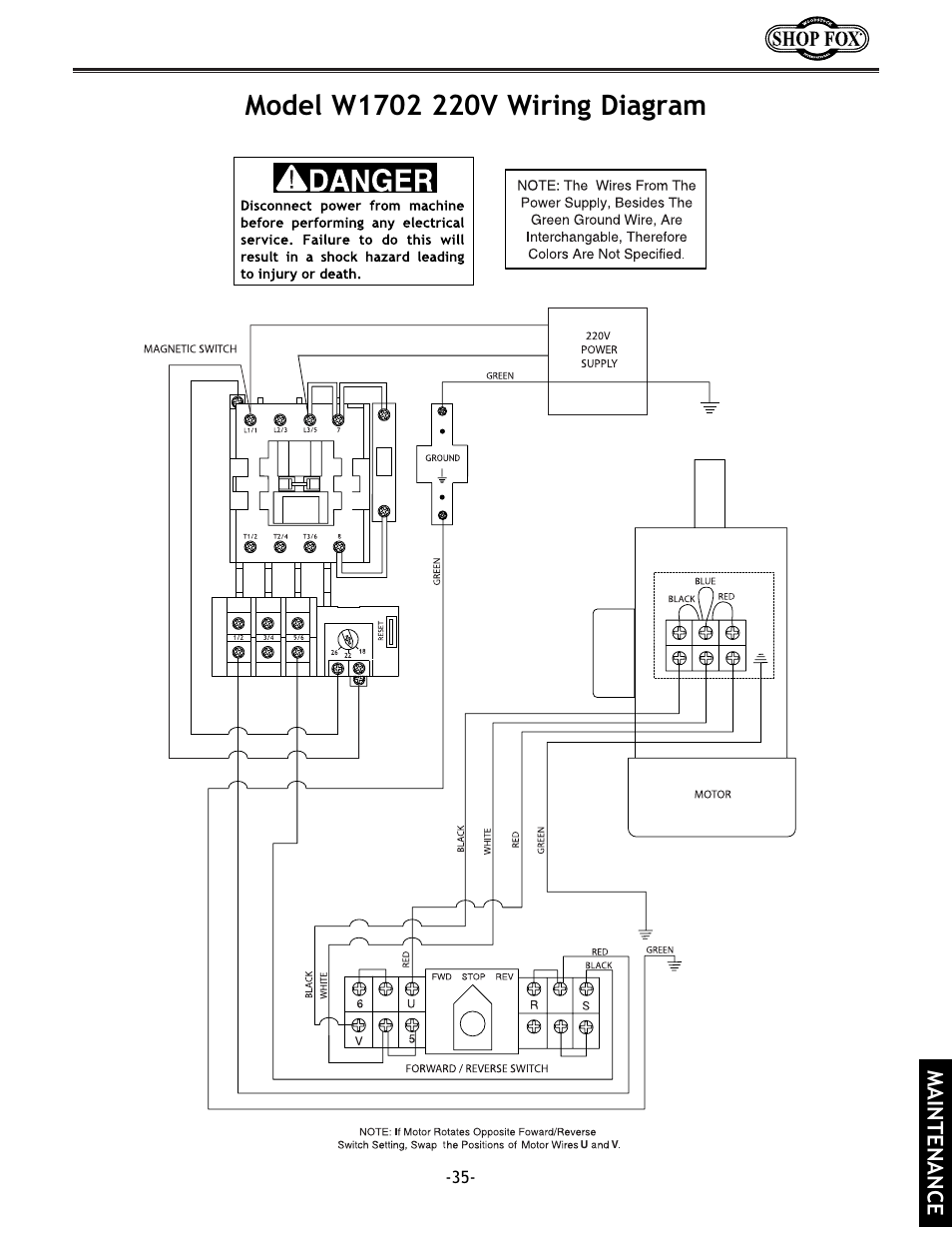 Maintenance | Grizzly w1702 User Manual | Page 37 / 56