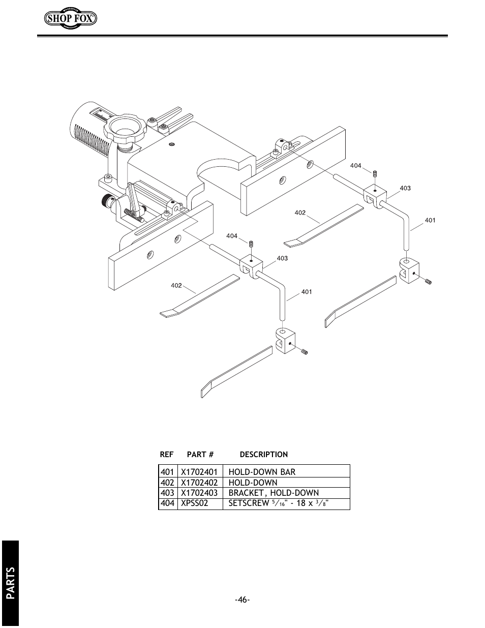 Parts | Grizzly w1702 User Manual | Page 48 / 56