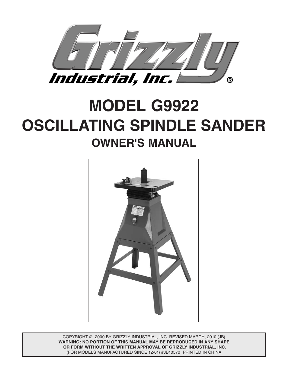 Grizzly G9922 User Manual | 36 pages