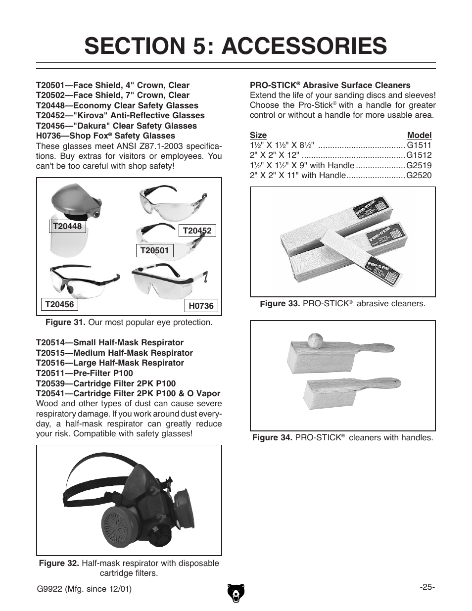 Grizzly G9922 User Manual | Page 25 / 36