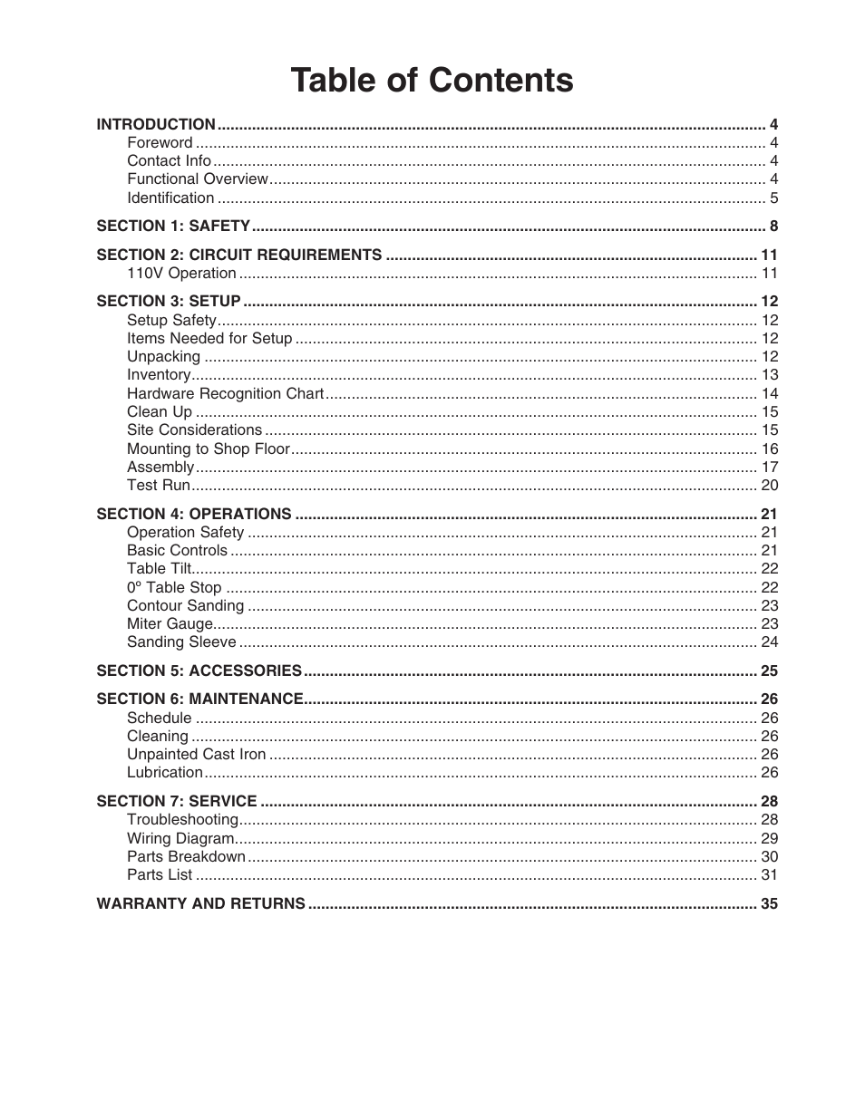 Grizzly G9922 User Manual | Page 3 / 36