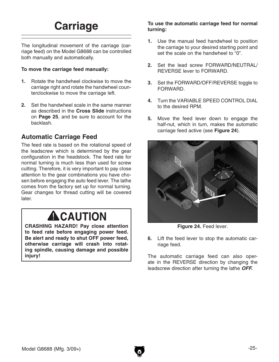 Carriage | Grizzly G8688 User Manual | Page 27 / 48