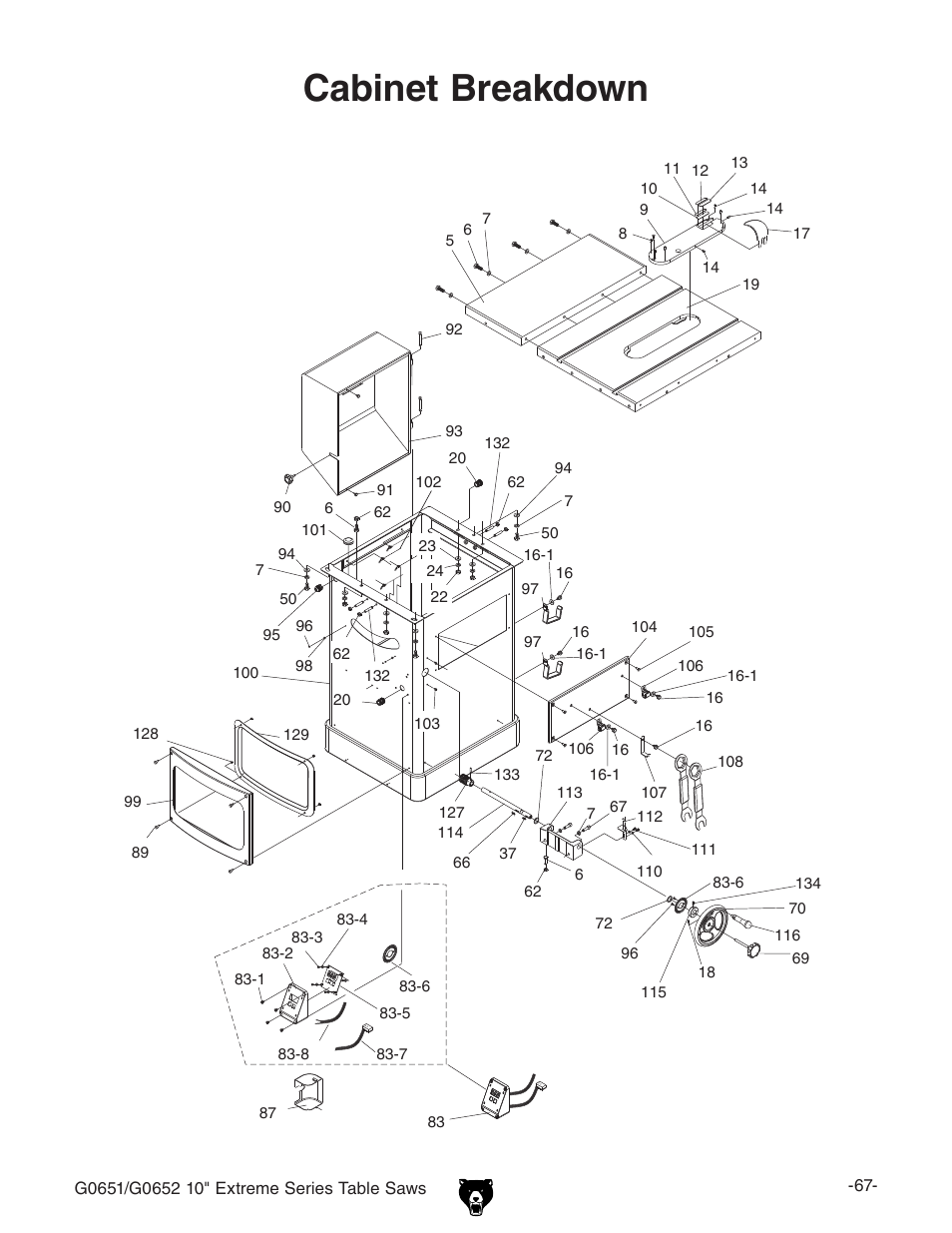 Cabinet breakdown | Grizzly G0652 User Manual | Page 4 / 11